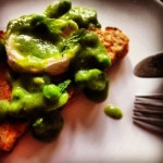 Minted peas, broad beans and goats cheese
